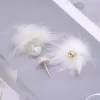 小白毛球珍珠×後掛式耳環-第2張