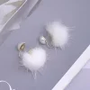 小白毛球珍珠×蚊香盤U型耳夾-第1張