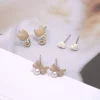 奶茶貓咪蝴蝶結珍珠×三套件耳環組-第1張