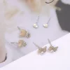 奶茶貓咪蝴蝶結珍珠×三套件耳環組-第4張