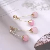 粉色琉璃小櫻桃×蚊香盤U型耳夾-第2張