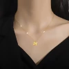 316鋼飾×經典M字母×鎖骨項鍊×金色-第6張