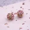 小圓球晶鑽小香風×雙面磁吸耳夾×粉紅-第1張