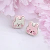 粉白綿花糖小兔×三角耳夾-第1張