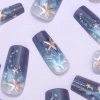 海藍海星印花亮面×穿戴式手指甲片×二十四入-第3張