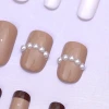 學院風奶茶菱紋亮面×穿戴式手指甲片×二十四入-第1張
