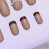 學院風奶茶菱紋亮面×穿戴式手指甲片×二十四入-第6張