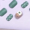 綠心冰棒蝴蝶結亮面×穿戴式手指甲片×二十四入-第5張