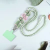 粗麻辮小花朵×手機斜背雙勾掛繩×綠粉-第1張