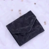 信封爆閃麂皮×三折短皮夾×黑色-第3張