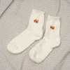兔貓白色毛襪&times;中筒襪&times;二雙套件襪子組-第4張