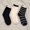 素面條紋後標牌&times;低筒襪&times;三雙套件襪子組-第1張