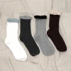 荷葉邊素面&times;中筒襪&times;四雙套件襪子組-第1張