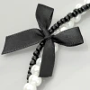 芭蕾風蝴蝶結珍珠&times;雙層手機腕帶掛繩&times;黑色-第4張