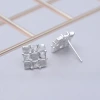 925銀針&times;棋盤晶鑽格紋&times;耳針-第3張