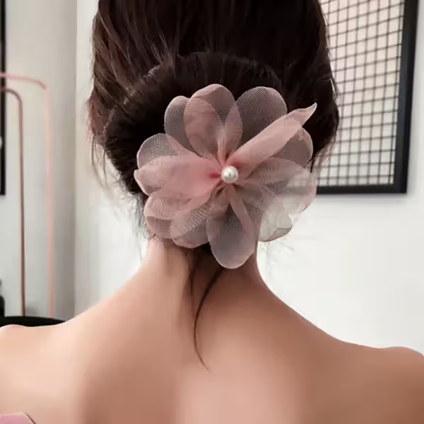 柔絲花朵×鐵絲髮帶×嫩粉-第2張