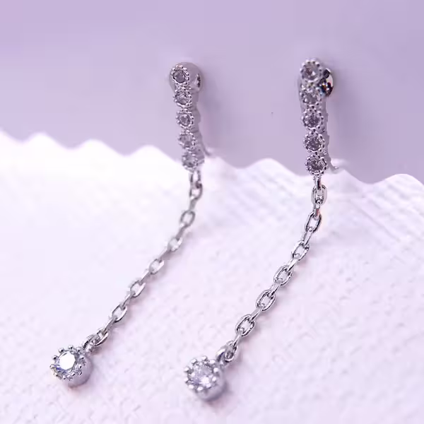 直排鋯石×軟墊三角耳夾-第1張