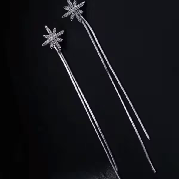 925銀針×光芒之星×後掛式流蘇耳針-第2張