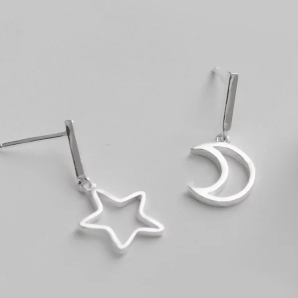 925銀針×星星和月亮×不對稱耳針-第4張
