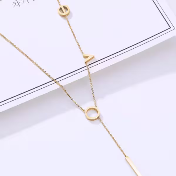 鋼飾×love字母×項鍊×金色-第1張