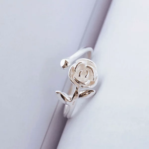 925銀飾×玫瑰花朵×開口戒指-第2張