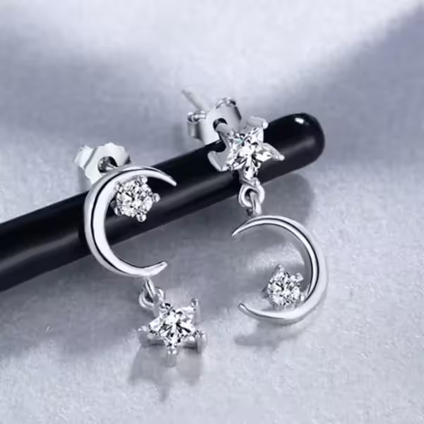 925銀針×星星月牙彎×不對稱耳針-第4張