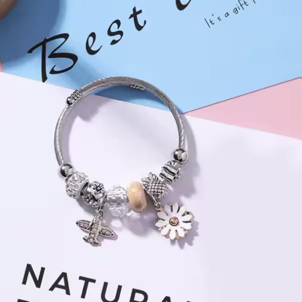 飛機小白花×固定式串珠手環-第2張