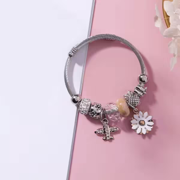 飛機小白花×固定式串珠手環-第4張