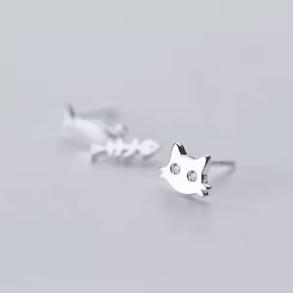925銀針×晶鑽貓與魚骨×不對稱耳針-第2張