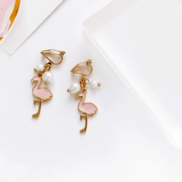 珍珠粉紅鶴×三角耳夾-第3張