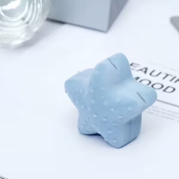 水藍海星星×適用戒指/小耳釘×絨布盒-第2張