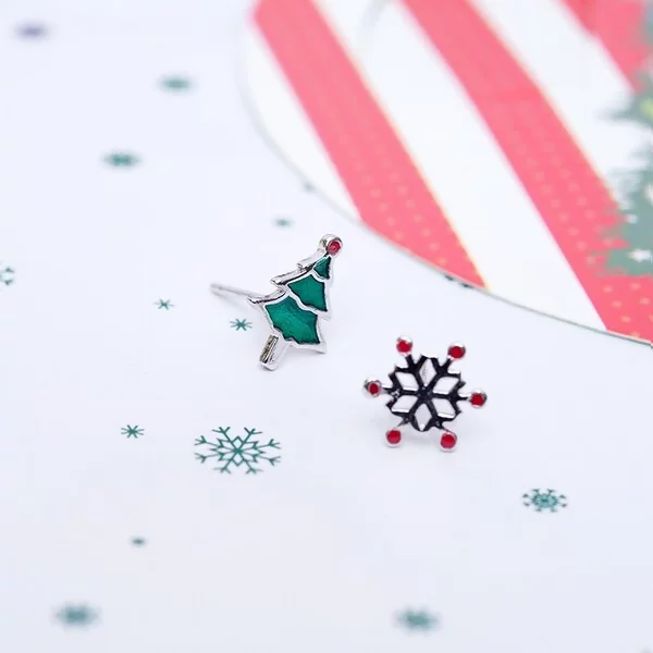 925銀針×聖誕樹與雪花×耳針-第2張