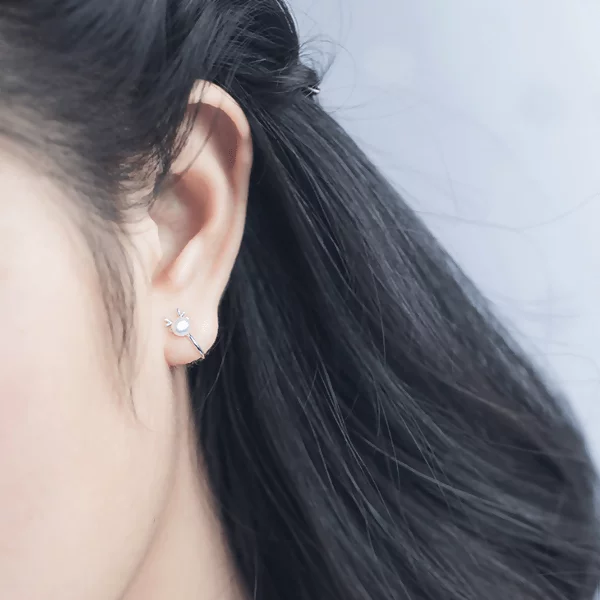 珍珠小鹿×U型耳骨耳夾-第4張