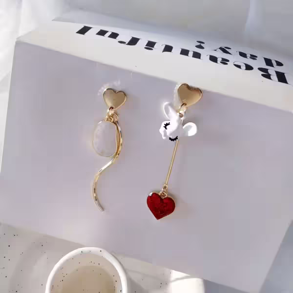 甜心兔與紅心時鐘×不對稱吊墜耳環-第2張