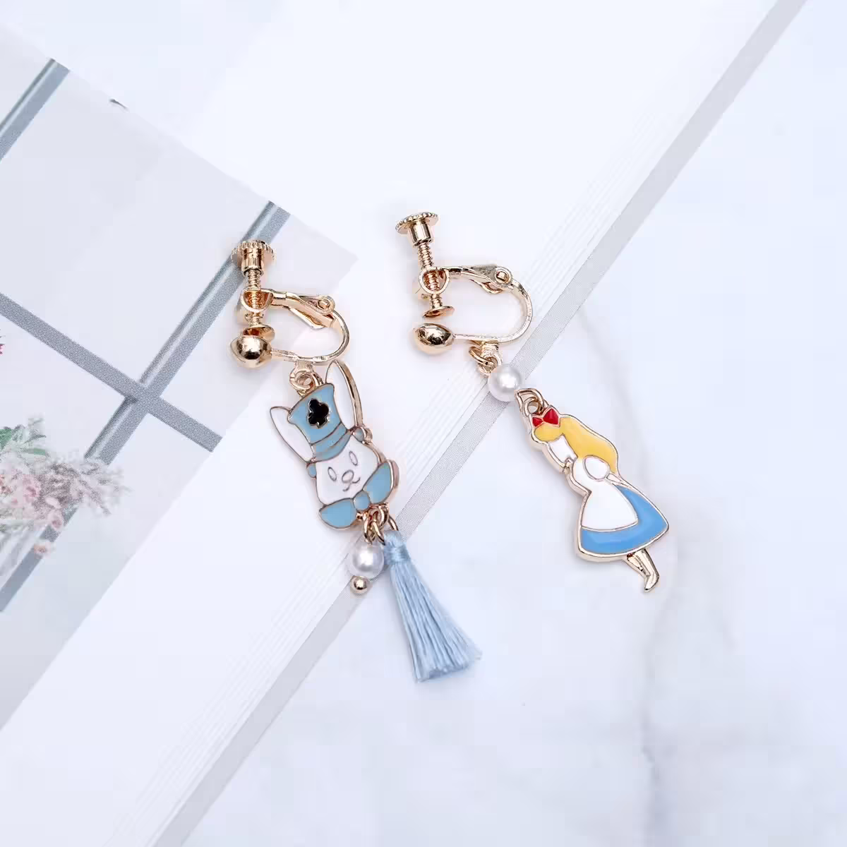 戴帽子的白兔與愛麗絲×不對稱螺旋耳夾-第6張