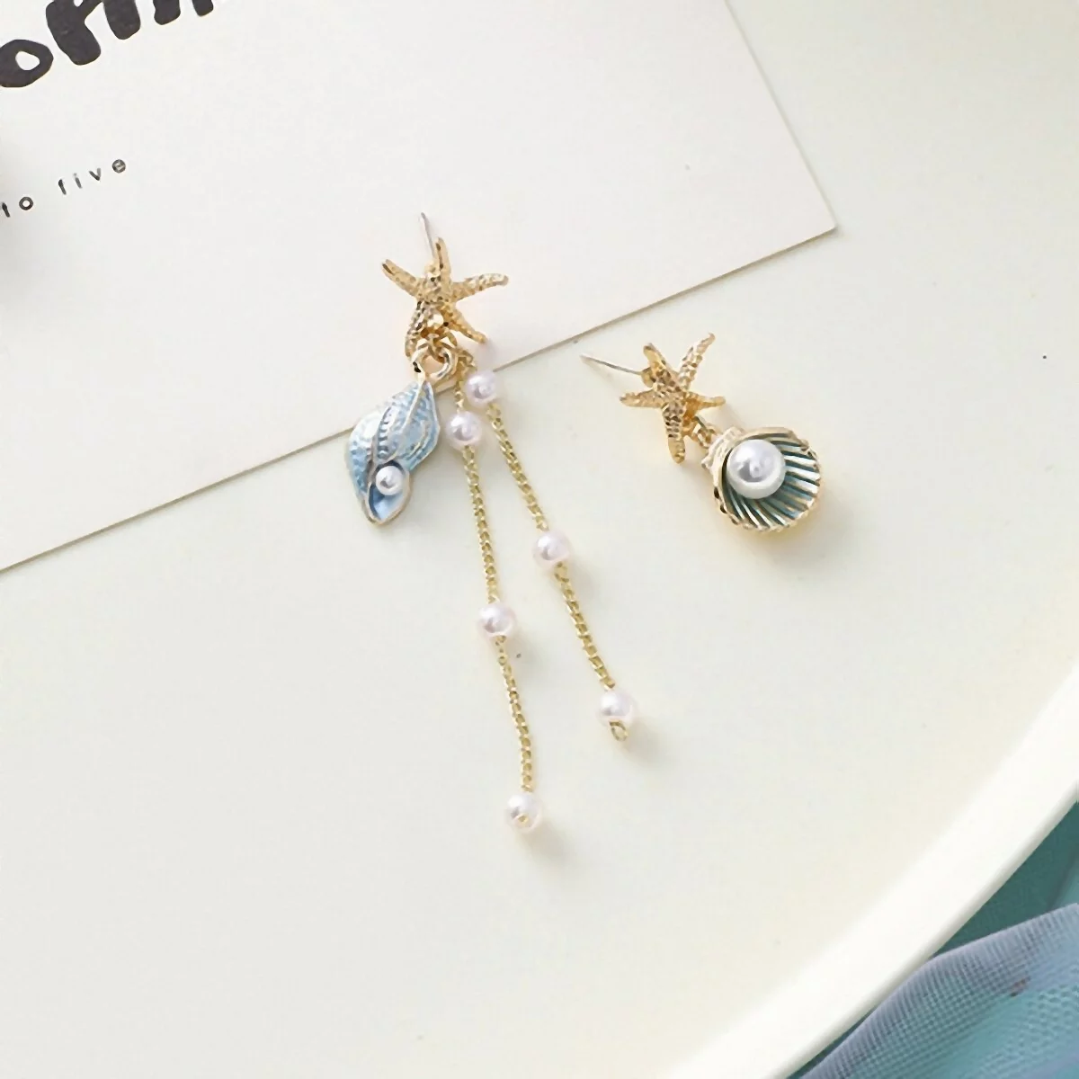 海螺貝殼海星星×不對稱吊墜耳環-第3張