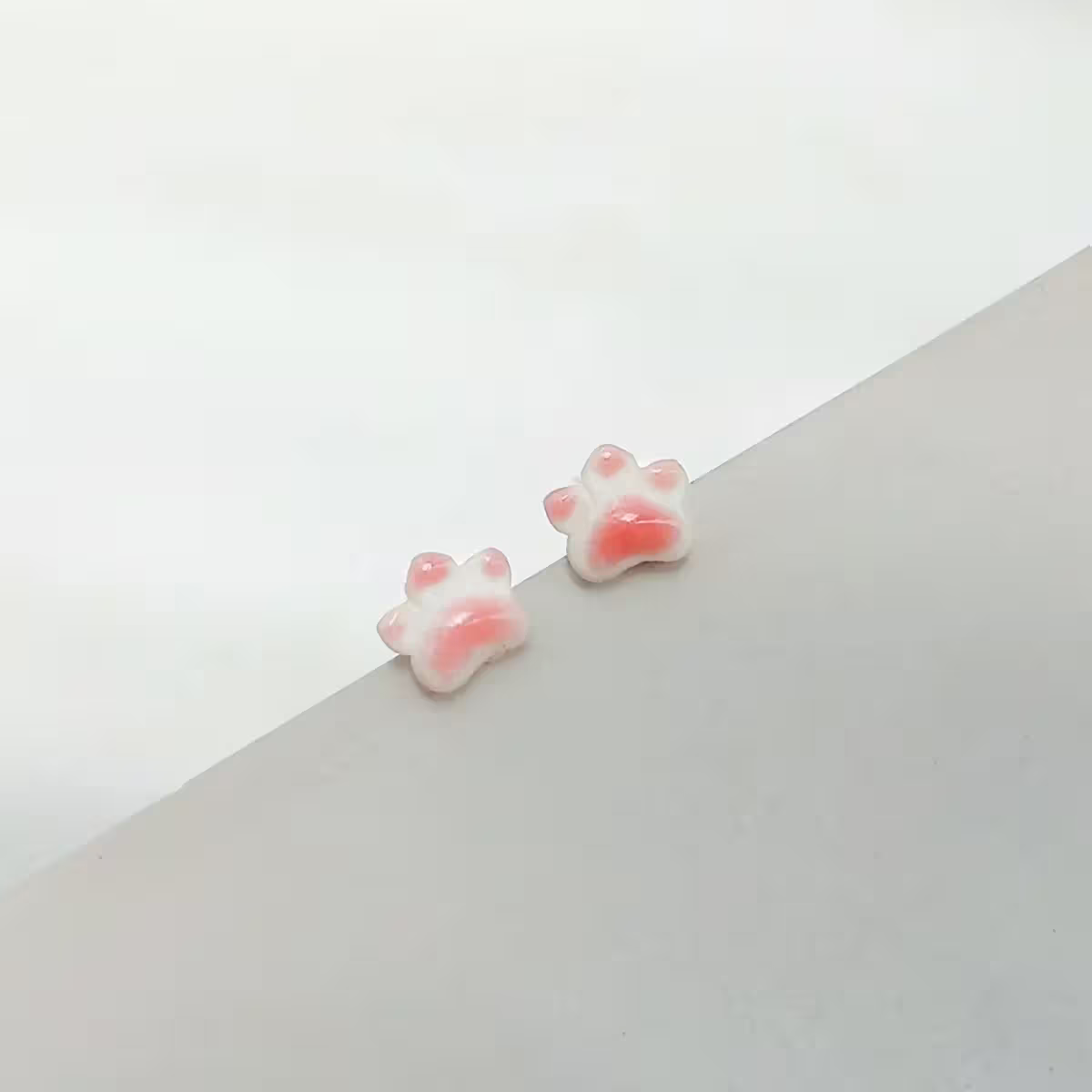925銀針×貓咪粉紅肉球×耳針-第2張
