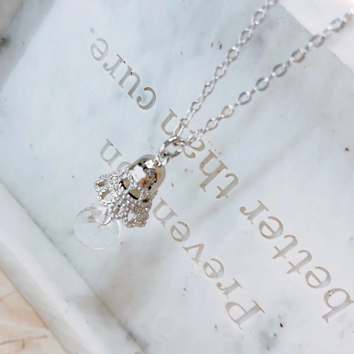 925銀飾×蕾絲鈴鐺晶鑽×鎖骨項鍊-第3張