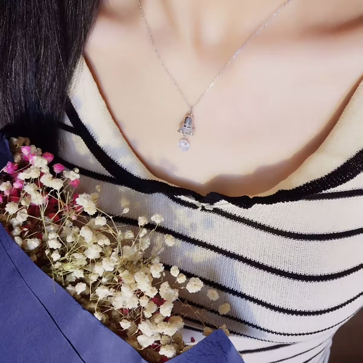925銀飾×蕾絲鈴鐺晶鑽×鎖骨項鍊-第5張