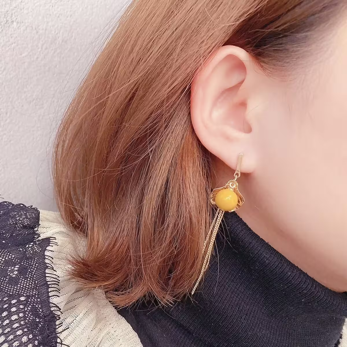 杏葉黃果流蘇×吊墜耳環-第6張