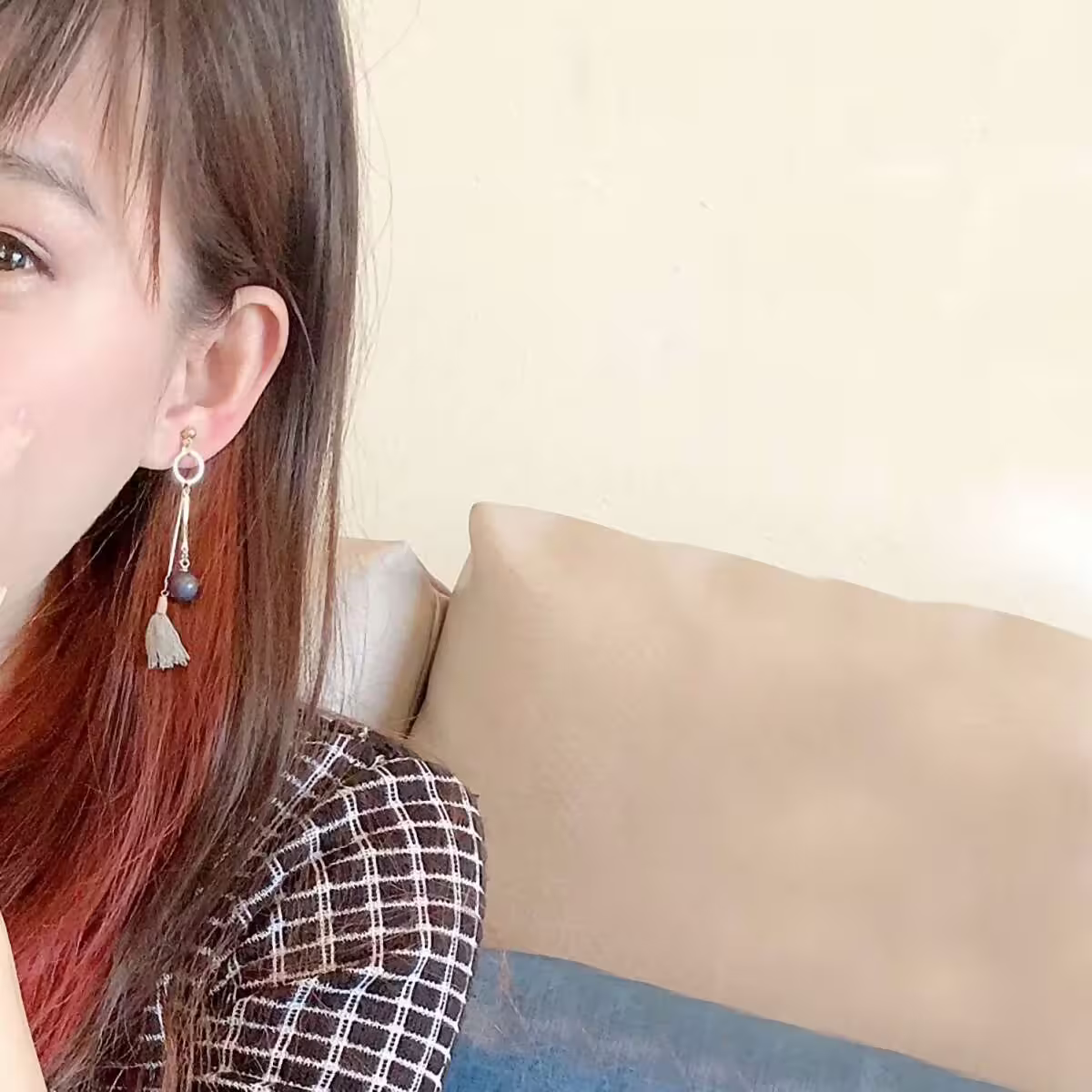 圓環珠深灰流蘇×吊墜耳環-第5張