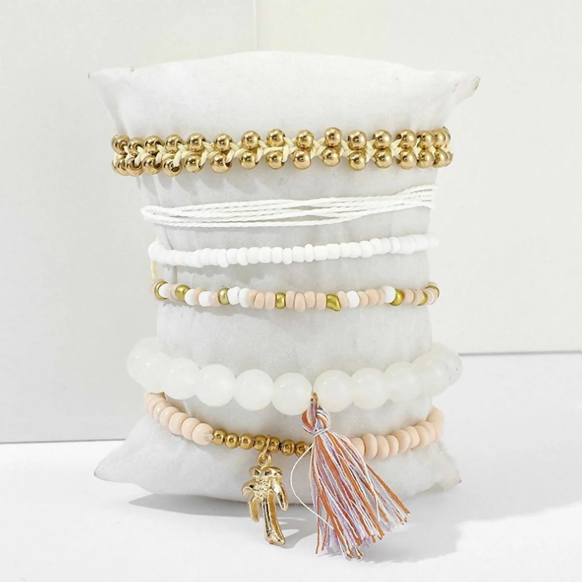 金珠編織小米粒椰子樹×六套件串珠手環組-第3張