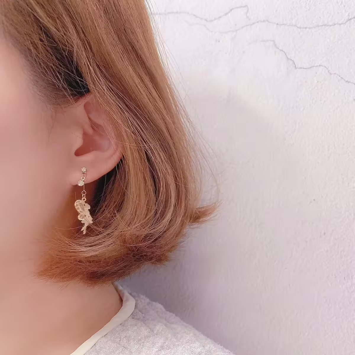 鏤空粉櫻花仙子×不對稱吊墜耳針-第6張
