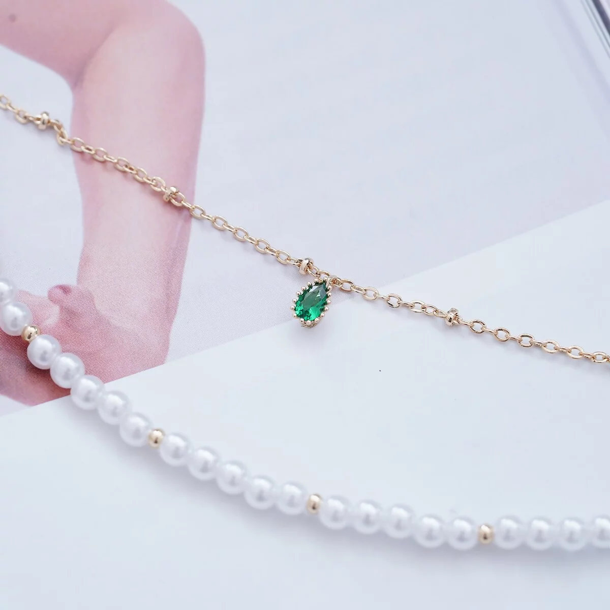 珍珠綠寶石×雙層手鍊-第4張