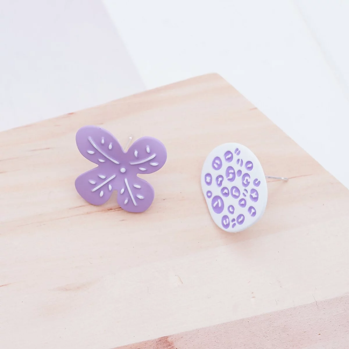 紫花與蓮藕×不對稱吊墜耳環-第5張