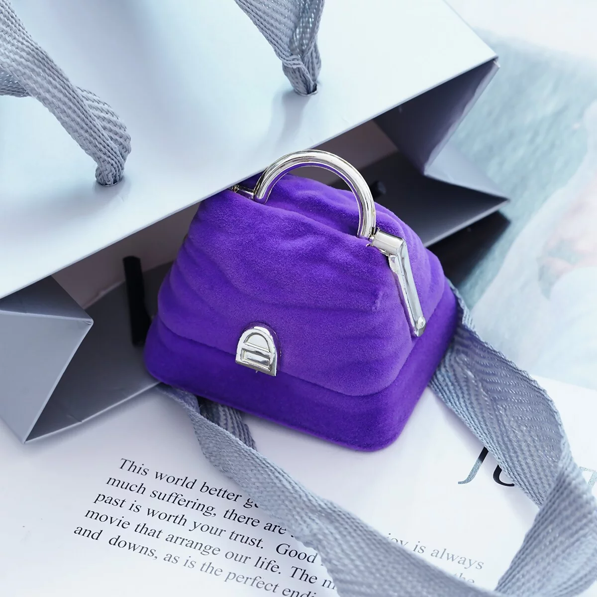 紫色口金包×適用戒指/項鍊/手鍊×絨布盒-第4張