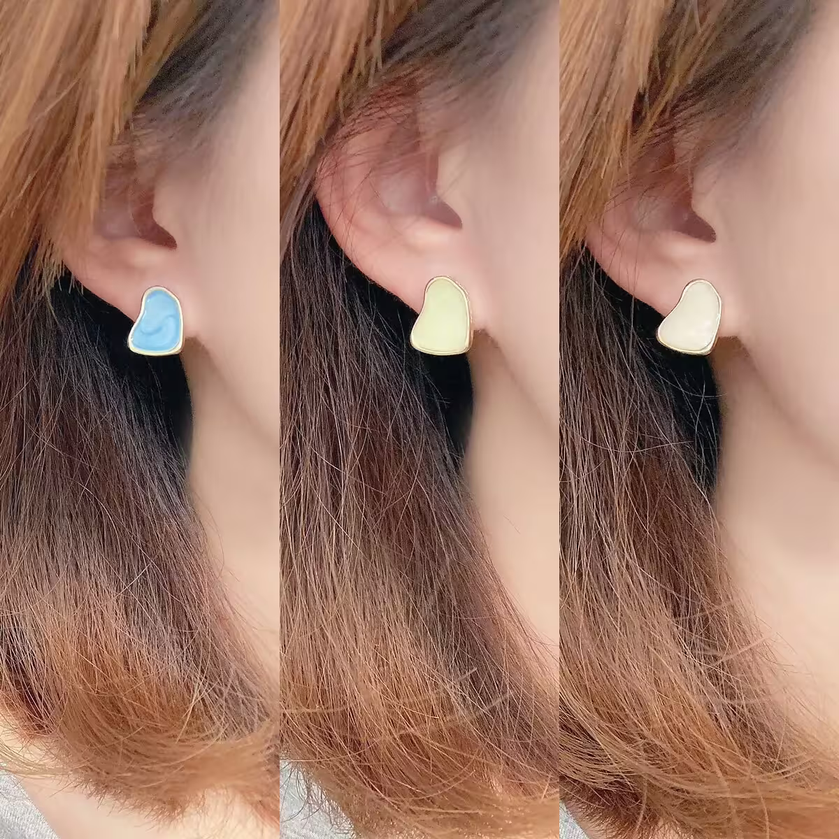 不規則滴釉C字圓環×三套件耳環組×共三色-第6張