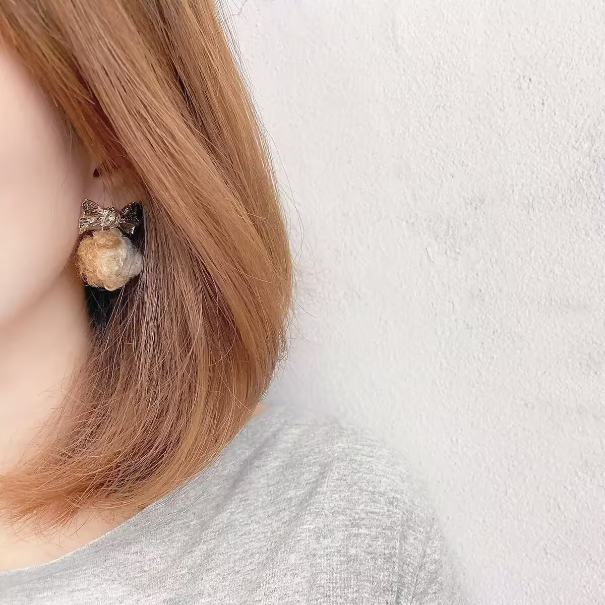 軟萌羊羔毛球蝴蝶結×吊墜耳環×共二色-第2張