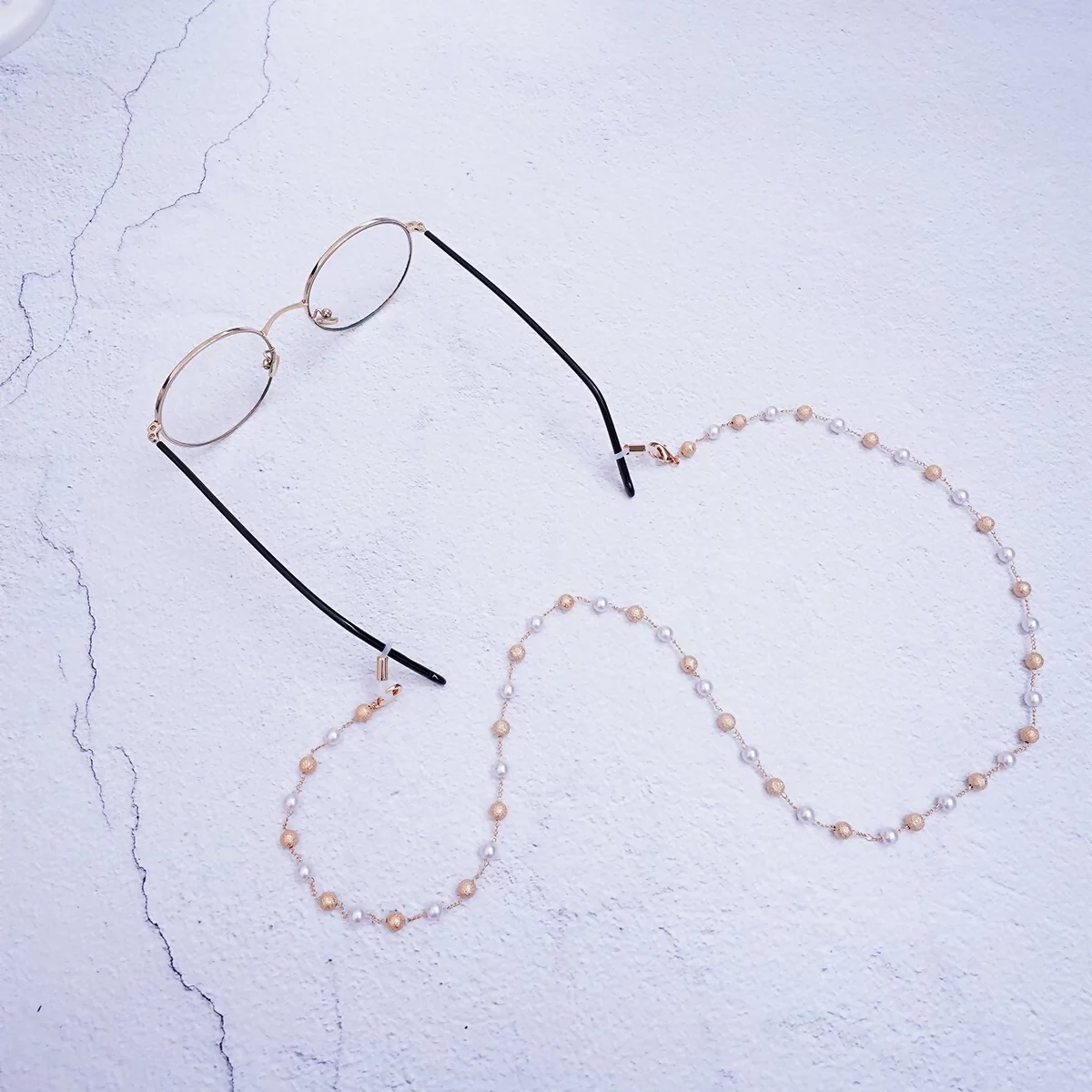 磨砂金珠相間×無線耳機眼鏡口罩防丟項鍊-第4張