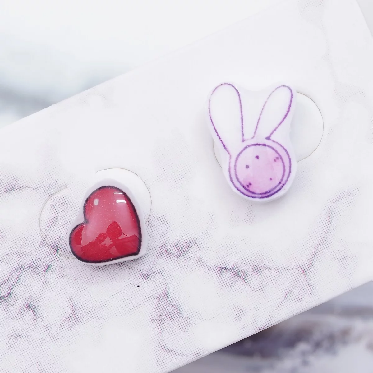 小白兔愛心×磁吸耳夾/口罩裝飾小物-第5張